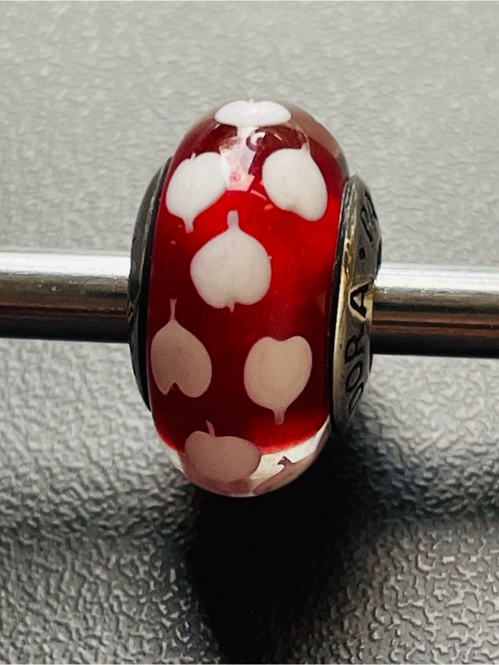 Red Glass Heart Motif Spacer Bead - Pandora Style